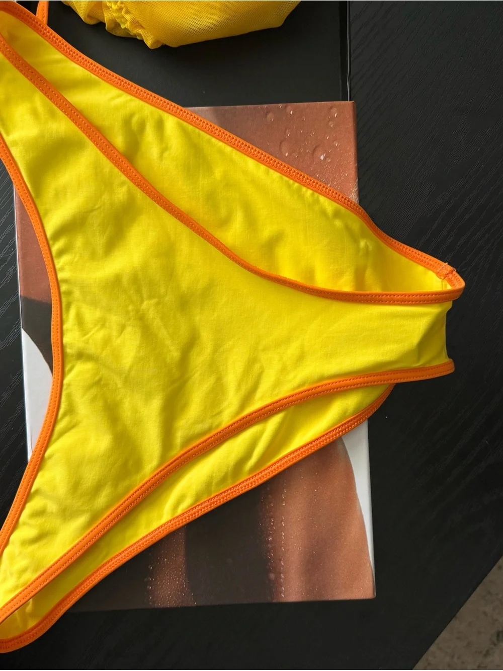 Goi Bright Yellow & Orange Bikini Bottom and Top with yellow one piece cover up